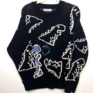 AELFRIC EDEN Dinosaur Cartoon Pattern Knit Sweater Size S